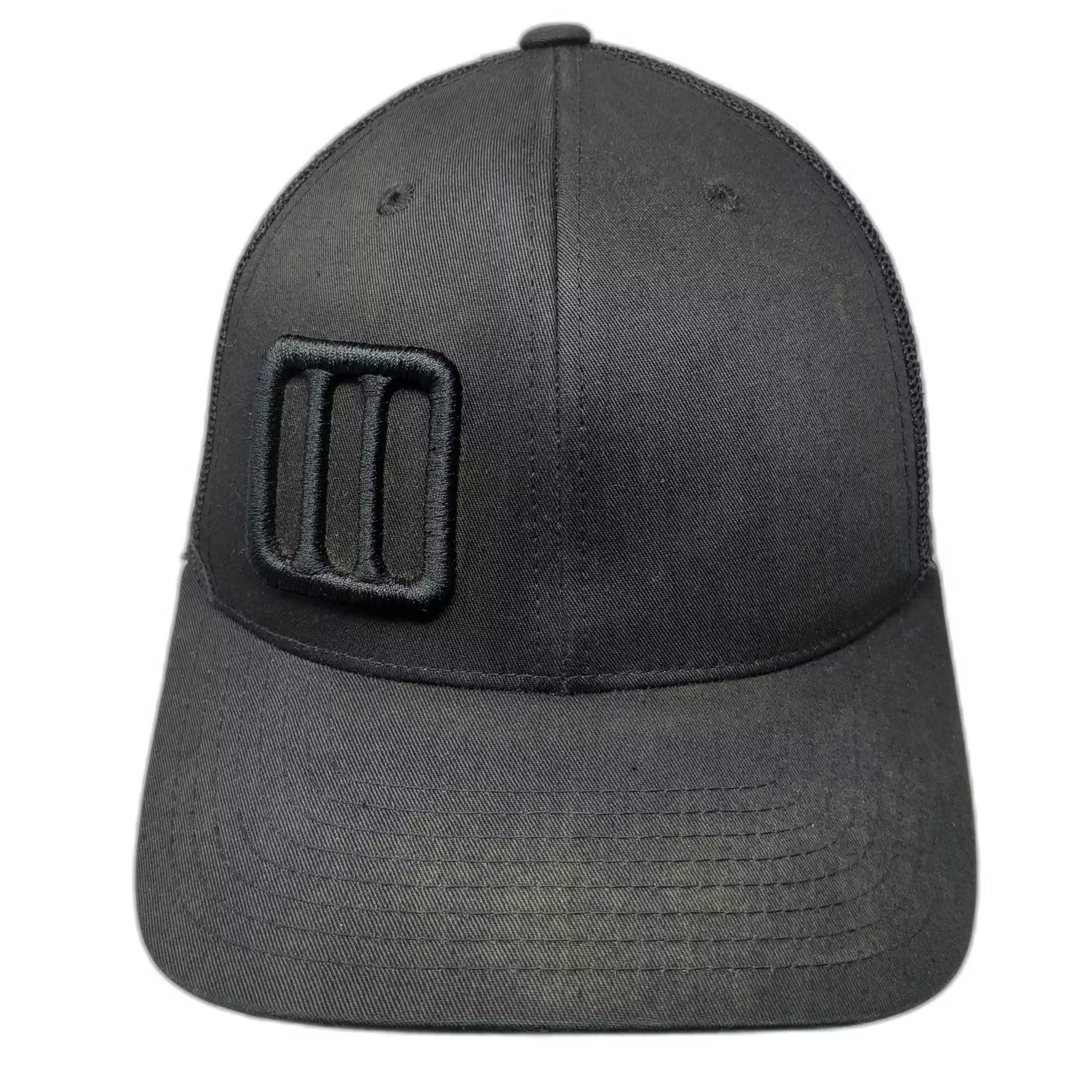 Yupoong Trucker Hat Black One Size Tonal Logo Os Snapback Hat Mesh Adjustable